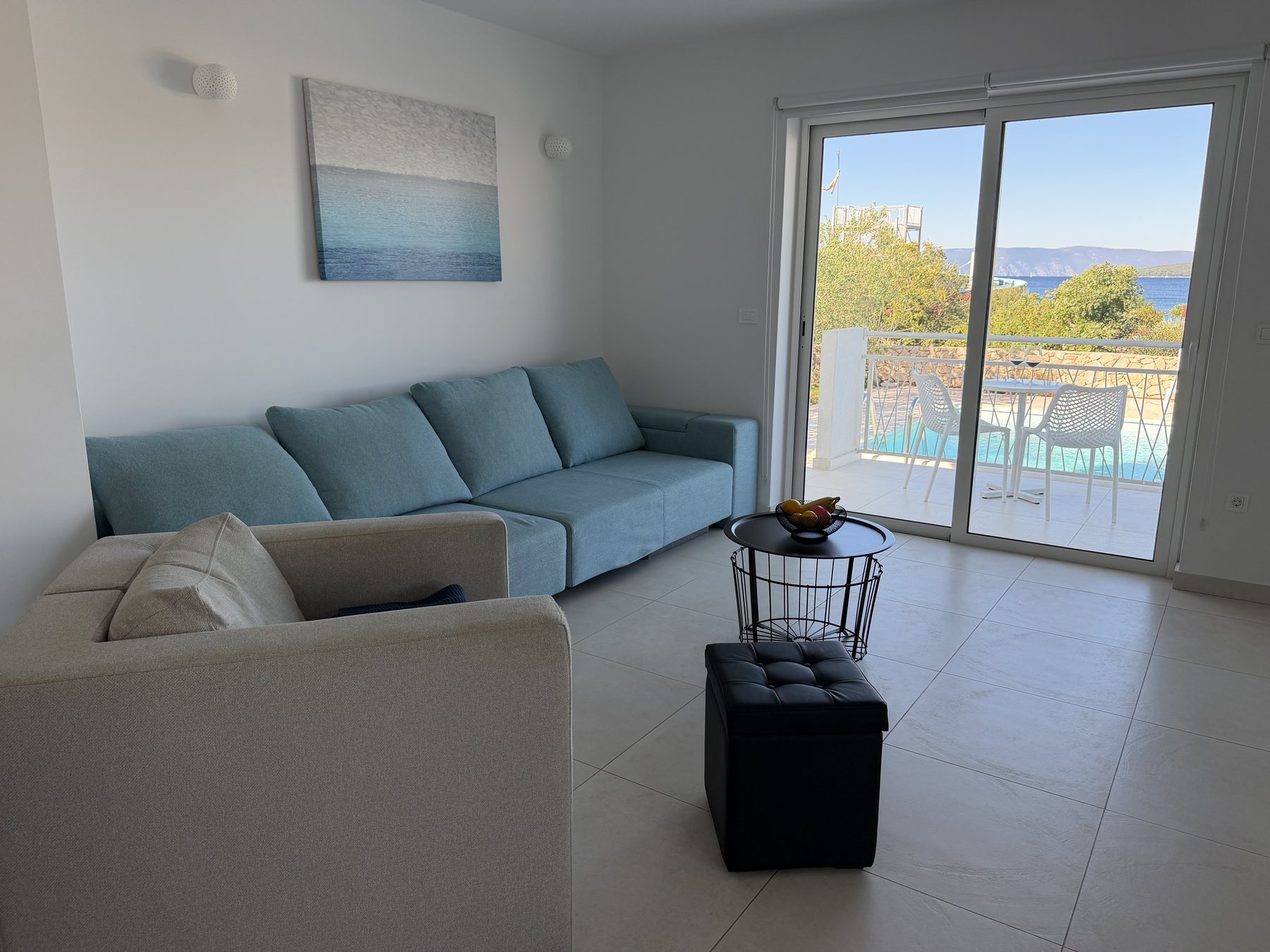 Dnevni boravak Apartment Blue s pogledom na more